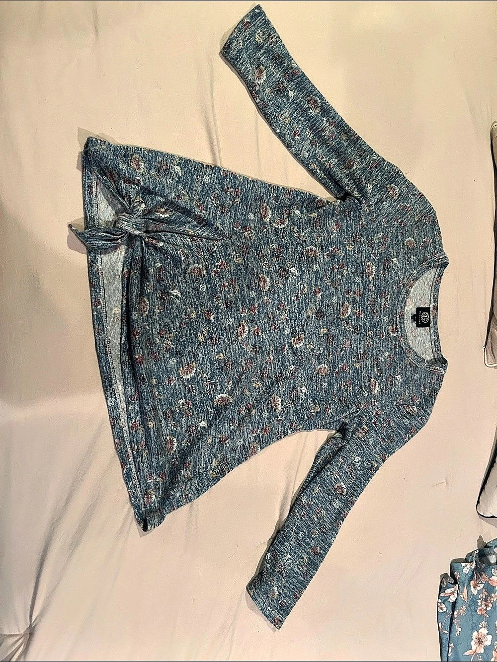 Floral Long Sleeve Top in Blues, maroon and purple